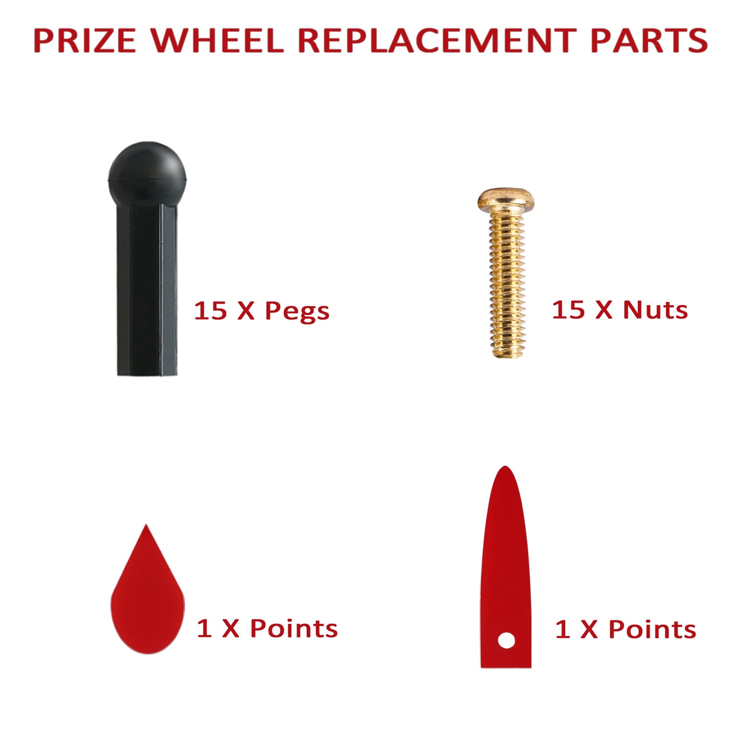 Prize Wheel Pegs & 2 Red Pointer Replacement Kit – Spin Wheel Parts for Trade Shows, Carnivals & Parties