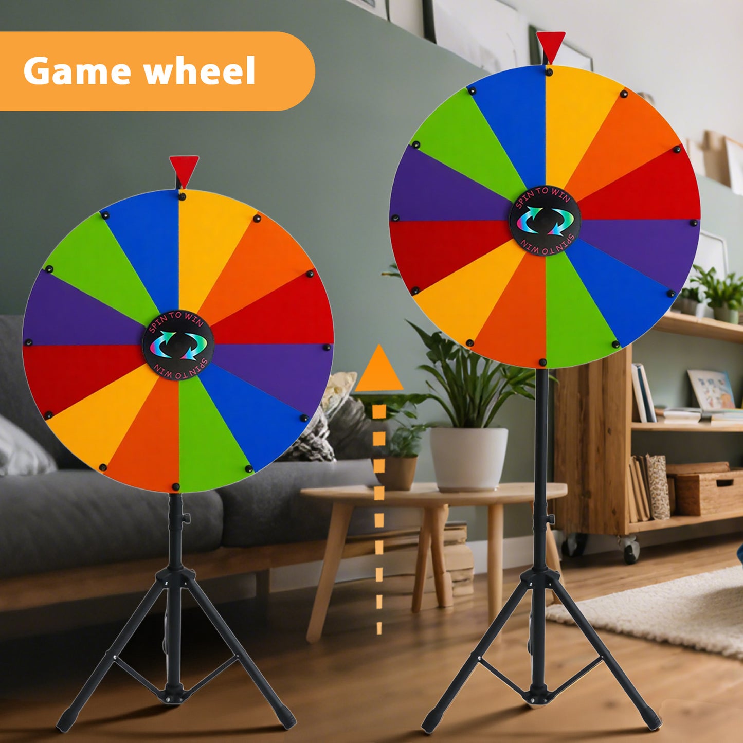 24" Spinning Prize Wheel with Stand – 14-Slot Prize Wheel Game with Detachable Design & Carrying Bag for Party, Carnival, Live Stream, Tradeshow