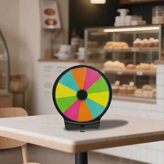 10" Double-Sided Tabletop Prize Wheel – 6 & 10 Slot Spin Wheel with Heavy Duty Base, Erasable Surface, Dry Erase Markers & Eraser for Party, Trade Show & Carnival