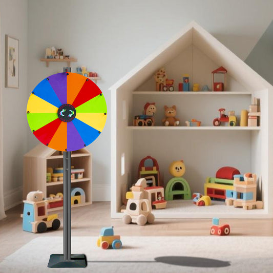 Spinla 24" Adjustable Prize Wheel – 14-Slot Detachable Spin Board with Height-Adjustable Stand