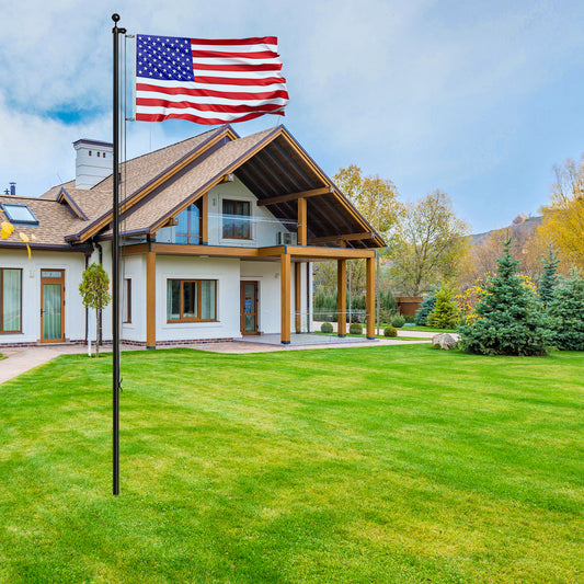 25FT Black Sectional Flag Pole Kit – Heavy Duty Aluminum Outdoor Flagpole with Ball Topper & 3x5 USA Flag