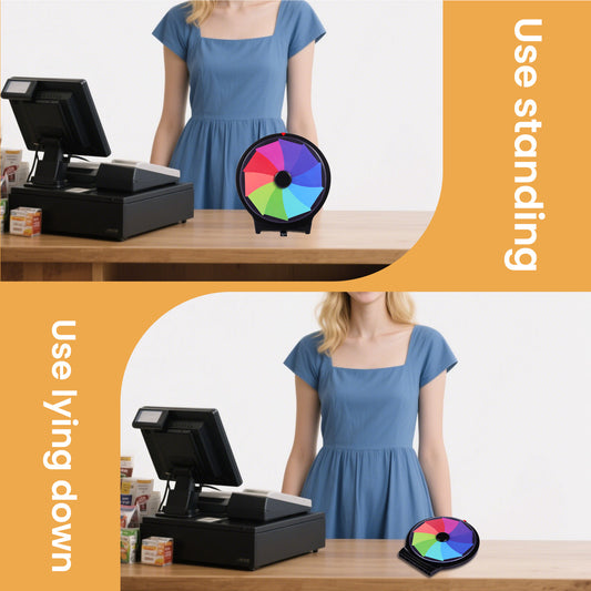 10" Double-Sided Spinning Prize Wheel with Stand – Tabletop & Freestanding Game for Parties, Carnivals, Trade Shows, and Fundraisers