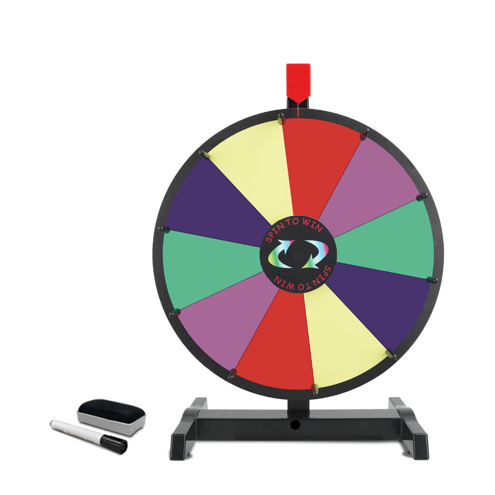 15" Tabletop Spinning Prize Wheel 10 Slots with Durable Base Stand Spin Wheel for Prizes Dry Erase Prize Wheel with Dry Erase Markers and Eraser for Carnival Trade Show Party