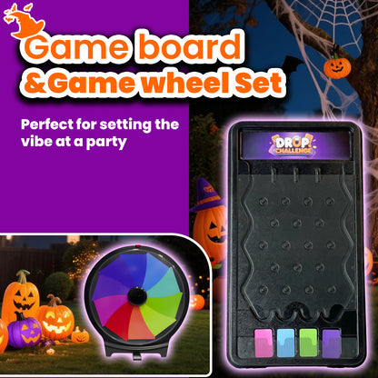 2-in-1 Prize Wheel & Plinko Board Set – 10" Tabletop Spinner + 14" Drop Game for Trade Shows, Parties & Family Fun