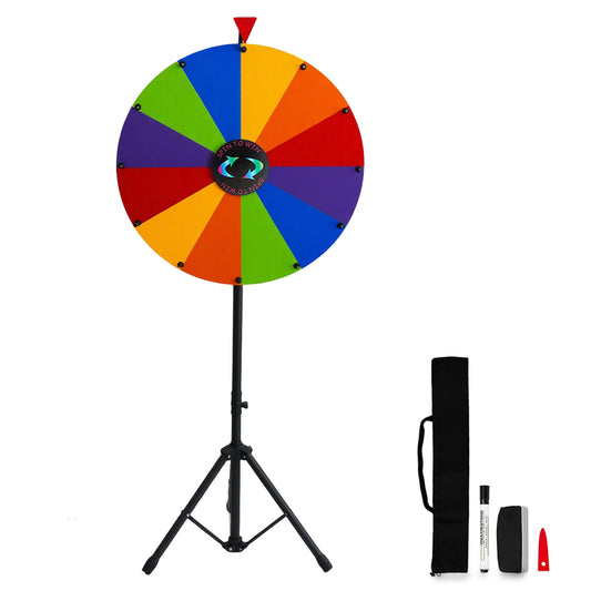 24" Spinning Prize Wheel with Stand – 14-Slot Prize Wheel Game with Detachable Design & Carrying Bag for Party, Carnival, Live Stream, Tradeshow