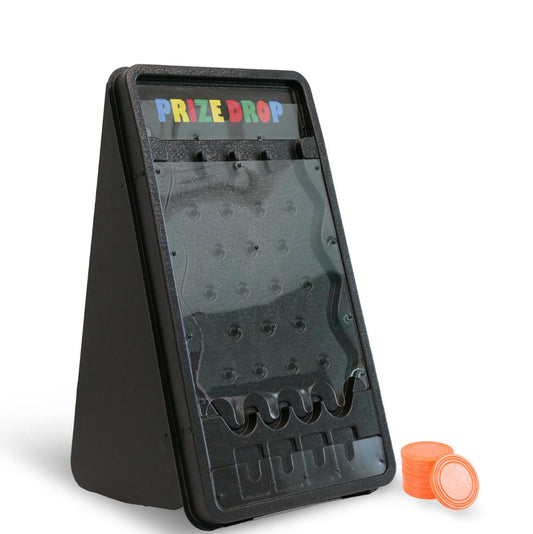 Mini Tabletop Prize Drop Board Game 25"x14" Plinko Board Foldable Stand with Customizable 8 Playing Pucks for Carnival Tradeshow Party