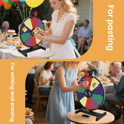 15" Tabletop Prize Wheel – 10 Slots, Durable Base, Dry Erase Spinner for Parties, Carnivals & Trade Shows