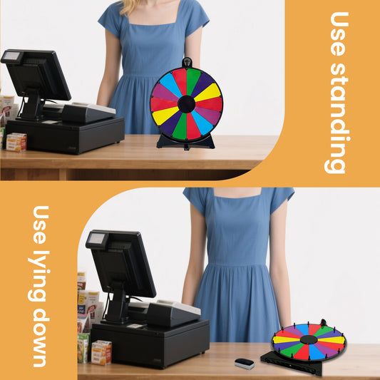 20" Prize Wheel – 14-Slot Tabletop Spinner with Stand & Accessories