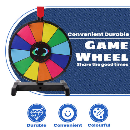 12" Tabletop  Prize Wheel – 12 Editable Slots, Heavy-Duty, Dry Erase Spinner for Trade Shows, Carnivals & Parties