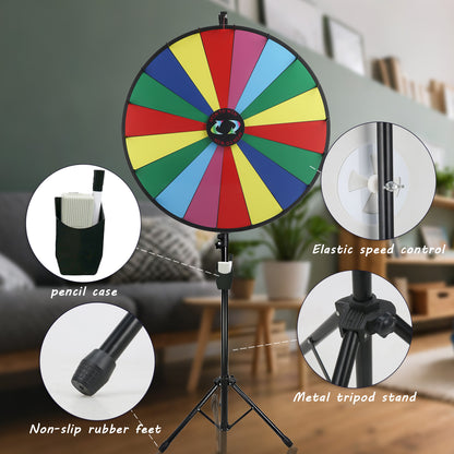 30" Prize Wheel with Adjustable Stand, 18 Slots, Dry Erase