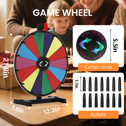 18" Tabletop Prize Wheel – 14 Slots, Durable Base, Dry Erase Spinner for Parties, Carnivals & Trade Shows