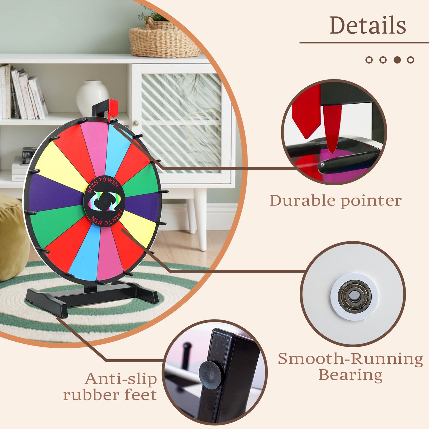 24" Tabletop Prize Wheel with 14 Slots – Stable Stand, Dry Erase & Marker for Trade Shows and Parties