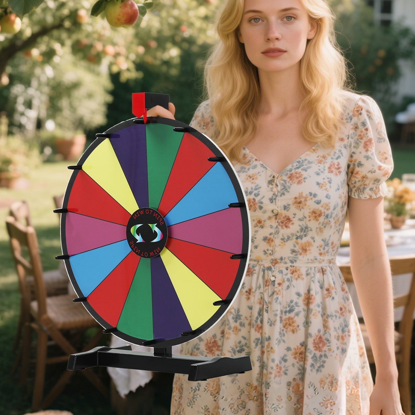 18" Tabletop Prize Wheel – 14 Slots, Durable Base, Dry Erase Spinner for Parties, Carnivals & Trade Shows