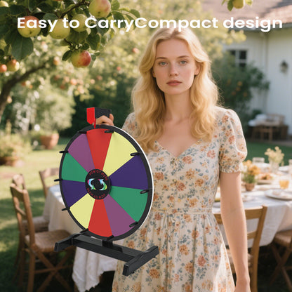 15" Tabletop Prize Wheel – 10 Slots, Durable Base, Dry Erase Spinner for Parties, Carnivals & Trade Shows