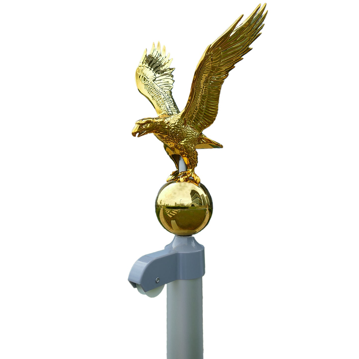 Gold Eagle Flagpole Topper with Ball – Weatherproof ABS Finial for 20–30ft Flag Poles, Patriotic Outdoor Decor