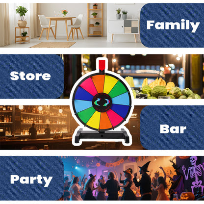 12" Tabletop  Prize Wheel – 12 Editable Slots, Heavy-Duty, Dry Erase Spinner for Trade Shows, Carnivals & Parties