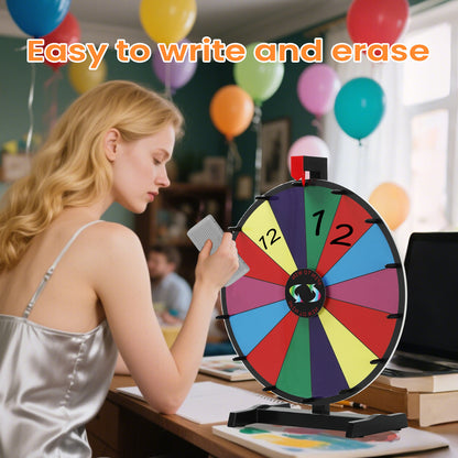 18" Tabletop Prize Wheel – 14 Slots, Durable Base, Dry Erase Spinner for Parties, Carnivals & Trade Shows