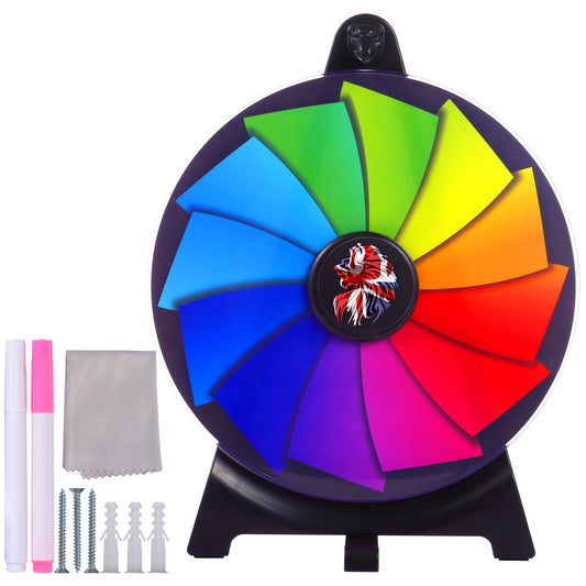 12" Spinning Prize Wheel – 12 Color Slots, Tabletop & Wall-Mountable Game for Parties, Carnivals, Trade Shows & Fun Giveaways
