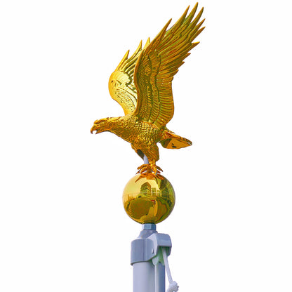 Gold Eagle Flagpole Topper with Ball – Weatherproof ABS Finial for 20–30ft Flag Poles, Patriotic Outdoor Decor