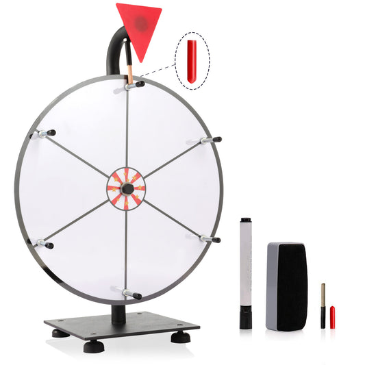 12" DIY Tabletop Prize Wheel – 6 Blank Slots, Heavy-Duty Iron Stand, Dry Erase Spinner for Carnivals, Trade Shows & Parties